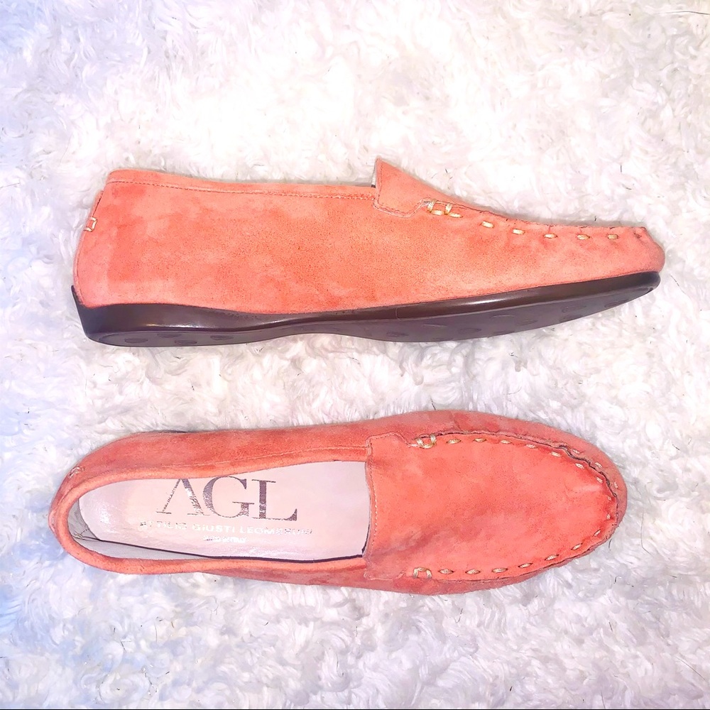 AGL Attilio Giusti Leombruni Pink Suede Driving Loafers